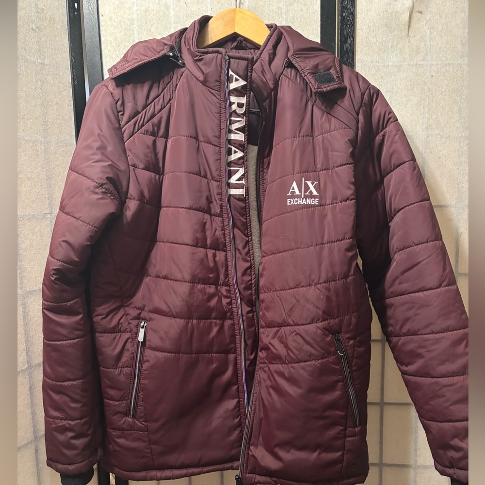 ARMANI EXCHANGE Vintage Clothing Quilted Padded Nylon Removable Hood Puffer Coat
